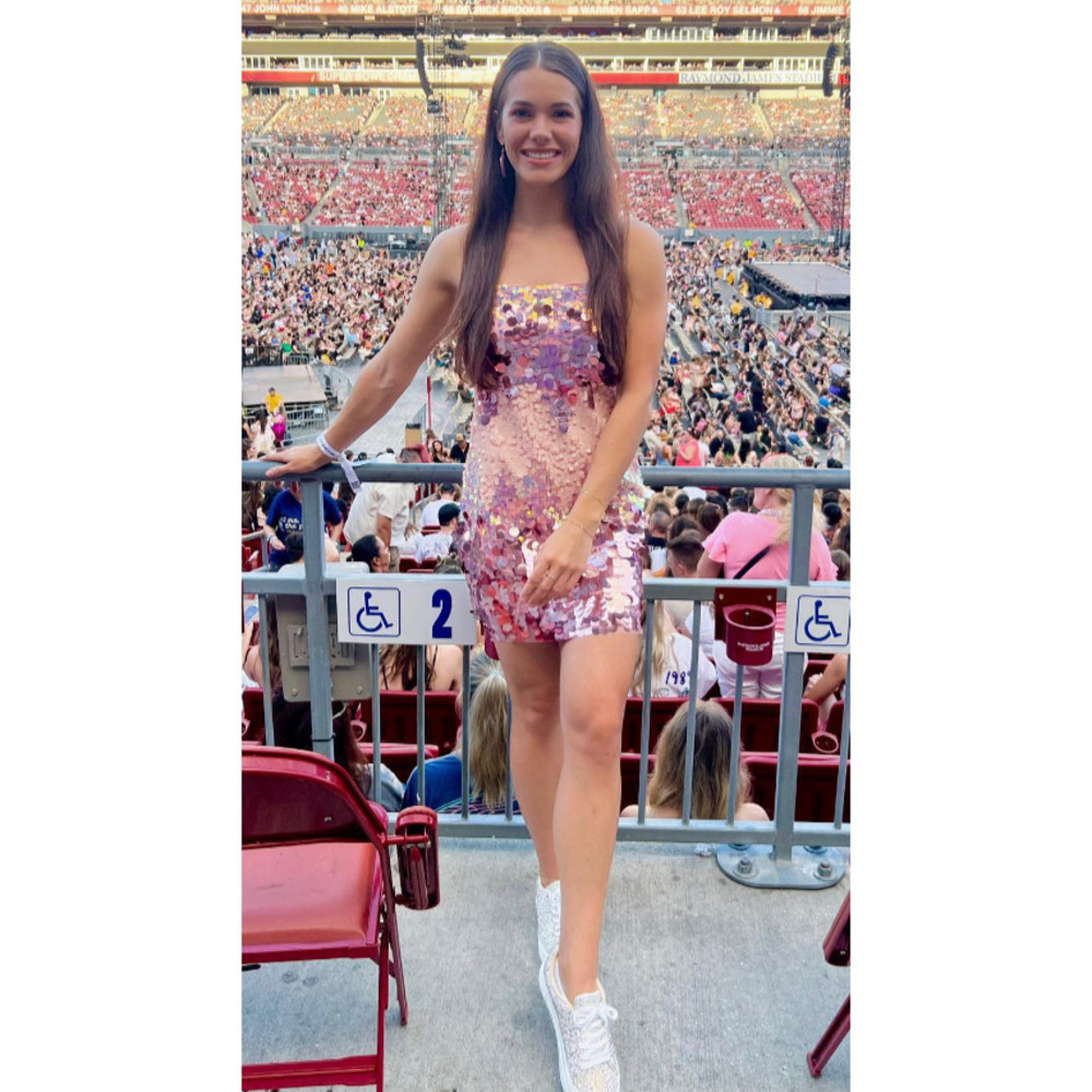 12th Tribe Emmy Pink Disco Sequin Mini Dress Size LL